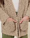 Imily Bela Girls Coat Winter Warm Cardigan Kids Open Front Popcorn Knit Coat