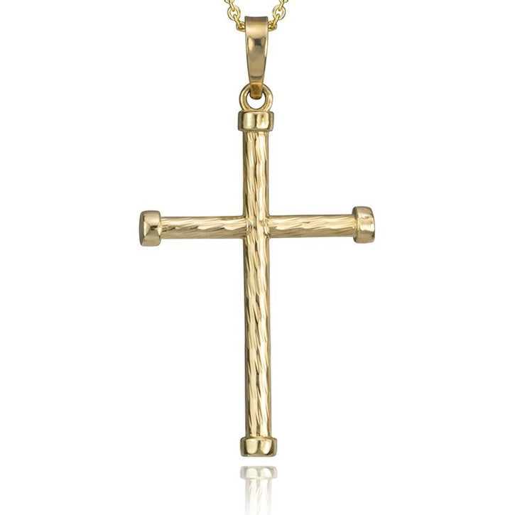 10k yellow gold cross pendant with chain