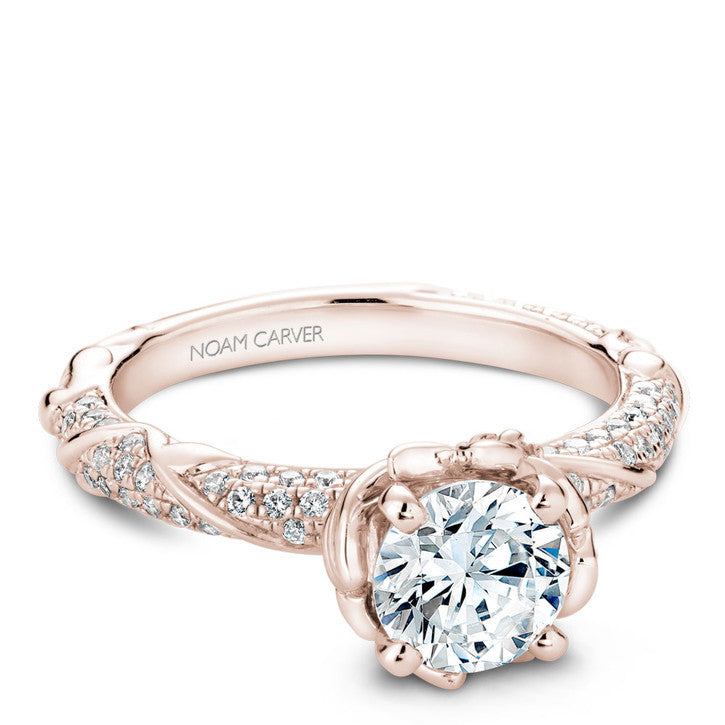 Noam Carver 14K Rose Gold Floral Diamond Engagement Ring (B081-02RA ...