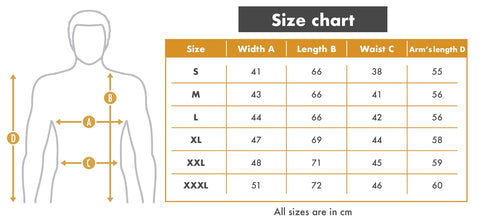 heated shirt size chart