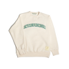 A cream colored Shopify Supply Entrepreneur Crewneck with the word entrepreneur embroidered in green on the front.