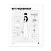 Product image of a black and white printable poster showing an entrepreneur character with their business accessories.