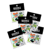 5 Shopify Supply Money Move sticker packs showing a range of stickers including a red and purple entrepreneur sticker and a green Shoppy sticker.