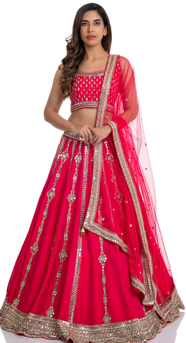 Designer Bridal Red Lehenga Choli In Net SFYD2298 – ShreeFashionWear