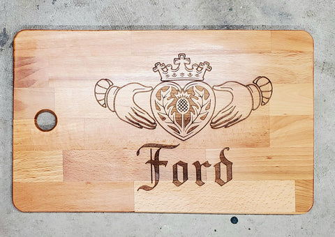 Personalized Wood Cutting Board with Crest