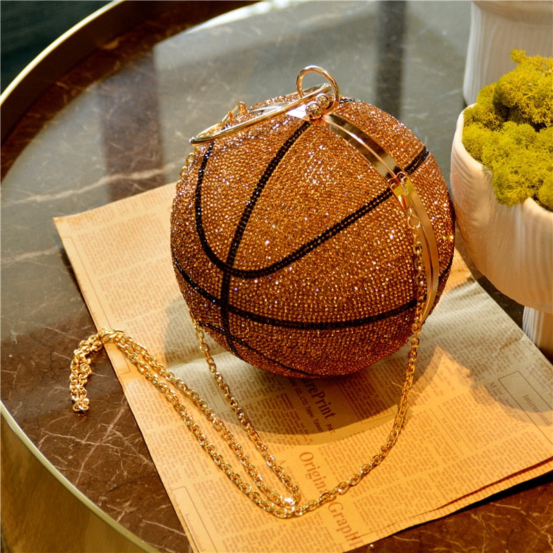 3D Basketball Round Ball Gold Clutch