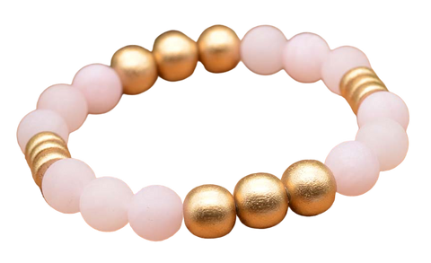 Rose Quartz and Gold Gemstone Bracelet | Emerald Sun Creations