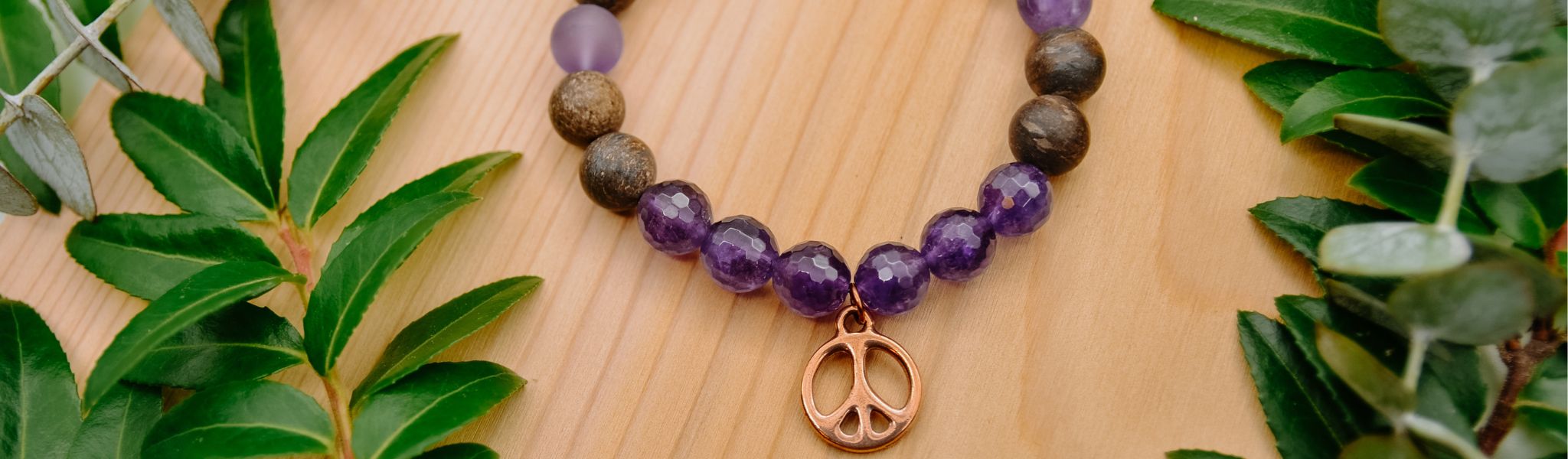 Natural gemstone jewelry | Bracelet with Amethyst and Bronzite Gemstones by Emerald Sun Creations