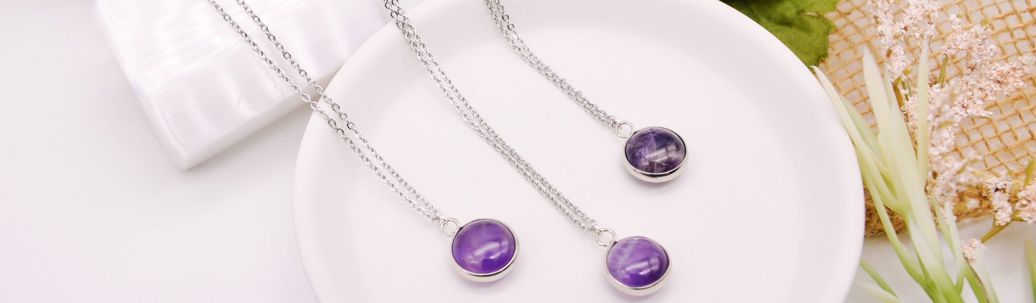 Amethyst gemstone jewelry, necklace for the month of February, love, and healing | Emerald Sun Creations