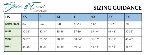 Sapphire & Emerald's Sizing Guidance Chart