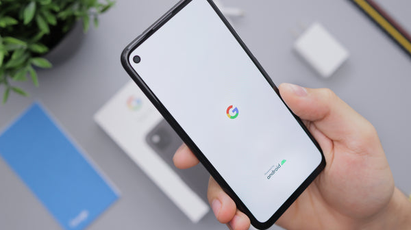 A Pixel phone turning on showing the Google logo.
