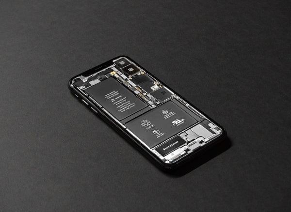 A phone displaying its insides
