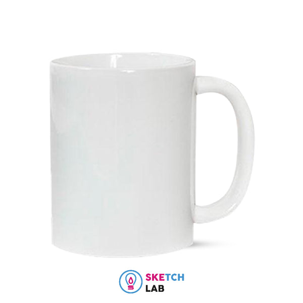 SketchLab 11oz White Circle Sublimation Mug, Ideal for Creating Custom