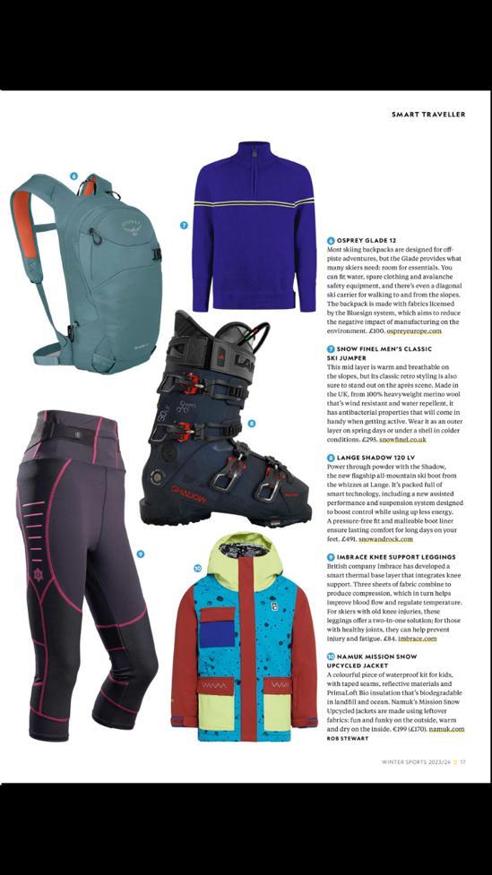 APHEX Snow Goggles in National Geographic Traveller (UK) Winter Sports 2023/24 guide page 2