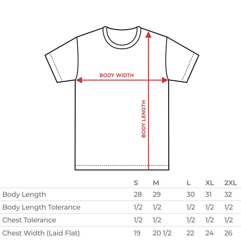 tee shirt size chart