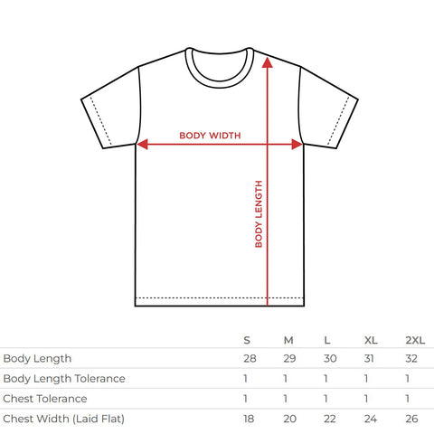 tee shirt size chart