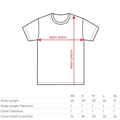 tee shirt size chart