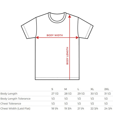 tee shirt size chart