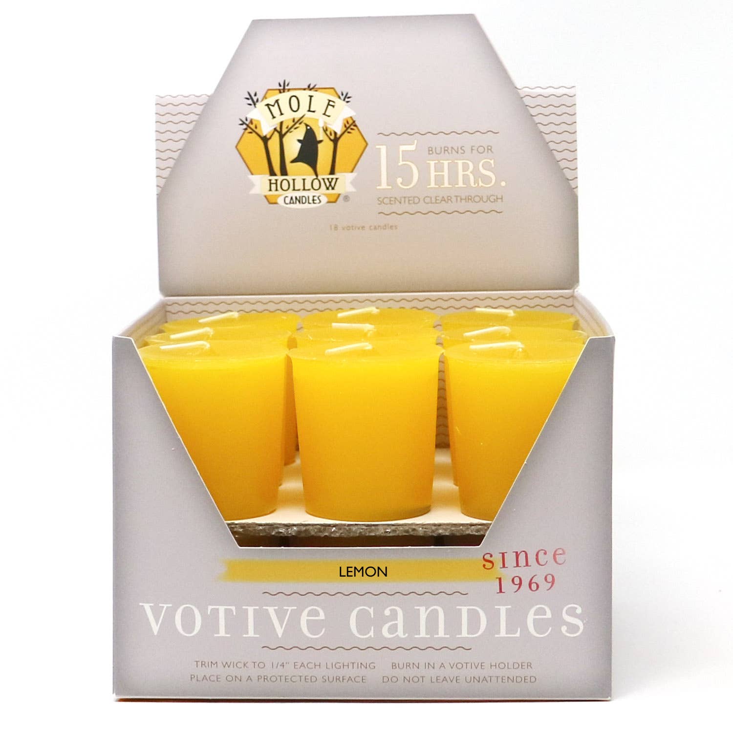 Mole Hollow Candles - Lemon Scented Votive Candles