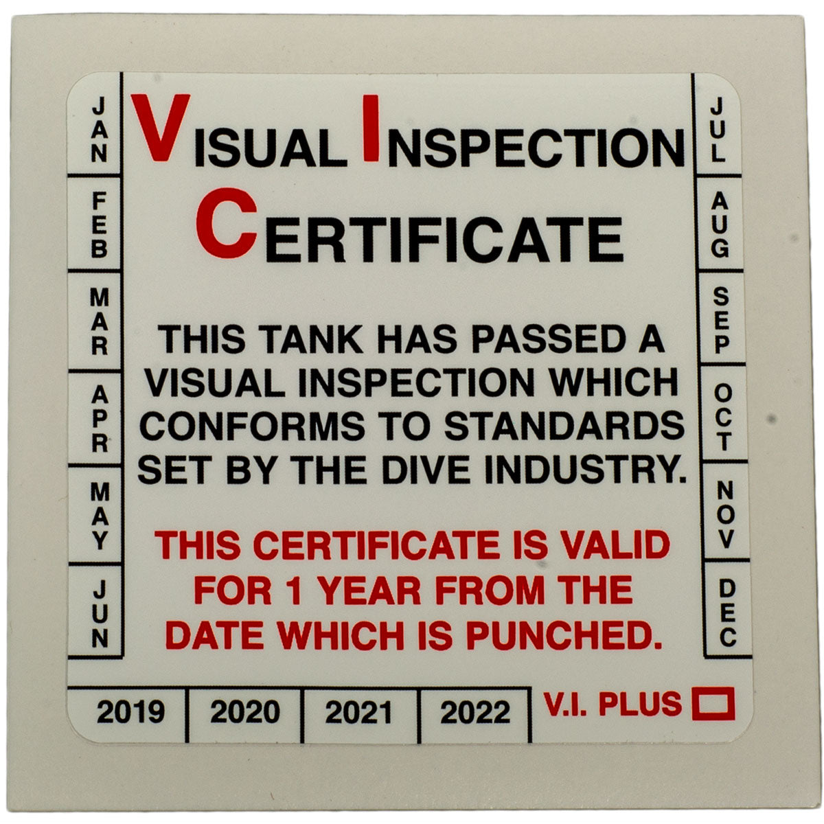 Visual Inspection Certificate Inspection Sticker Scuba