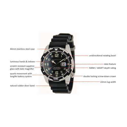 MOMENTUM MEN'S M50 DIVE WATCH BLACK | Scuba