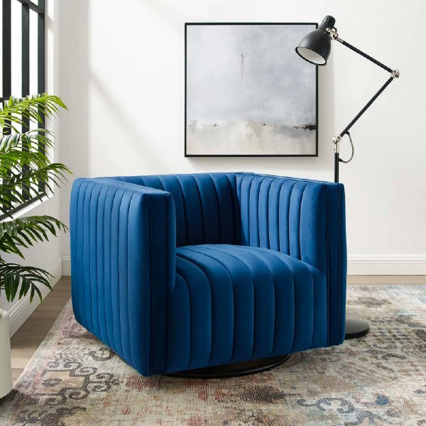 VELVET ARMCHAIR TUFTED PERFORMANCE MIDNIGHT BLUE