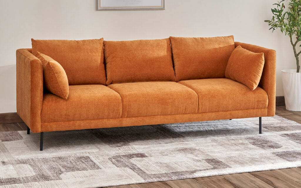 Brayden Orange Fabric Sectional Sofa Chaise Orange