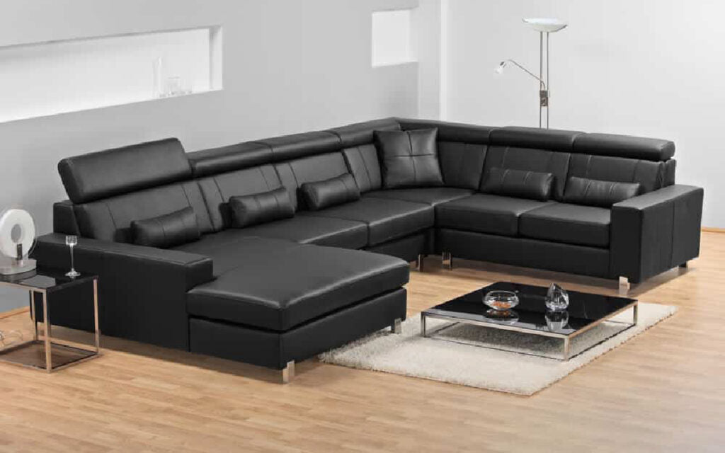 black leather sofa