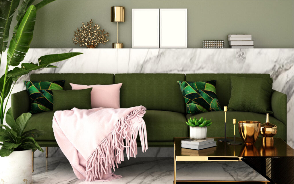 green sofa