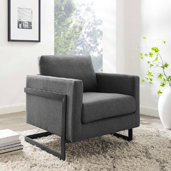 Posse Fabric Upholstered Accent Chair Charcoal Black