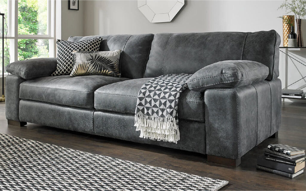 greay leather sofa