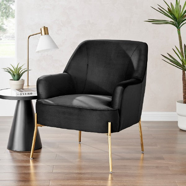 Arianna Fabric Velvet Accent Chair Alamo Black
