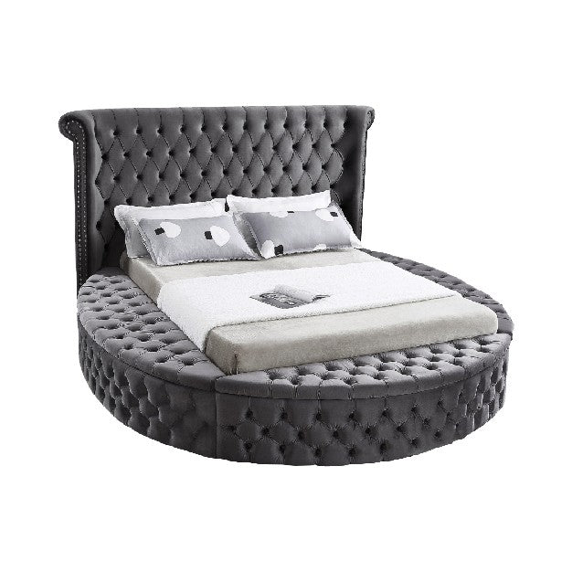 velvet gray bed