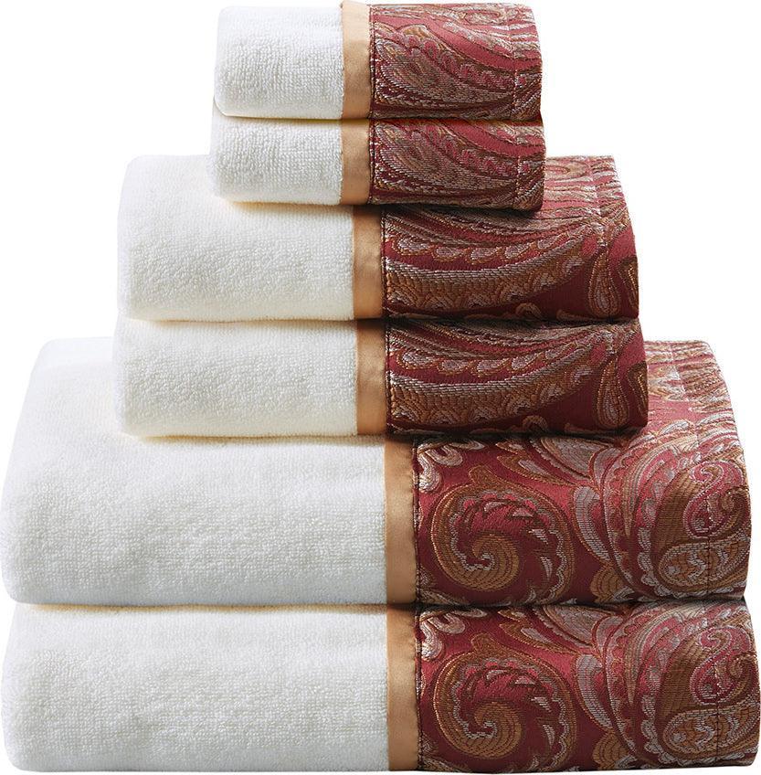 Madison Park - Breeze Jacquard Wavy Border Zero Twist Cotton Towel Set - Charcoal
