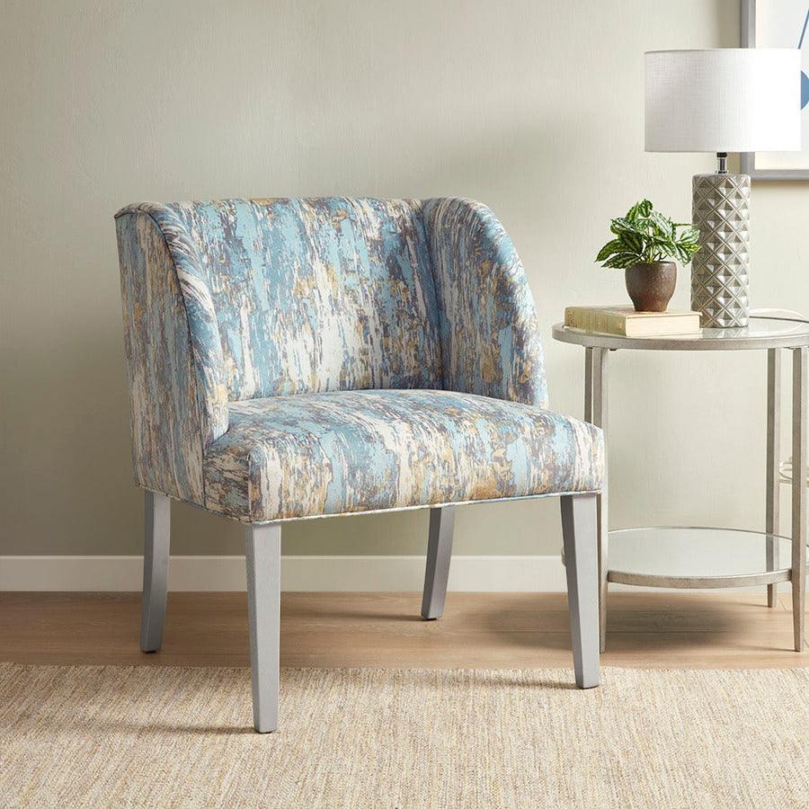 Furnituremaxx Adderbury Bone-tone Fabric Sofa with Blue Windowpane Plaid  Print Accent Chair Set