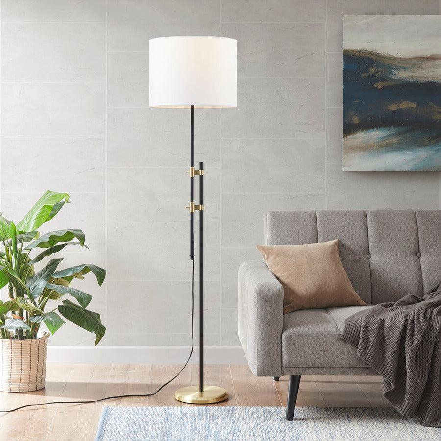 Metal Bamboo Floor Lamp 59.5H Black/Natural