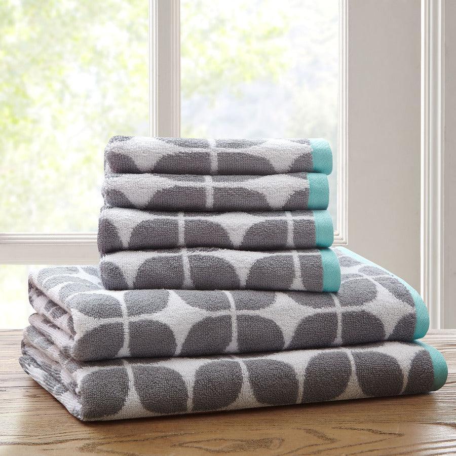 Shop Marle 100% Cotton Dobby Yarn Dyed 6 Piece Towel Set Blue, Bath Towels