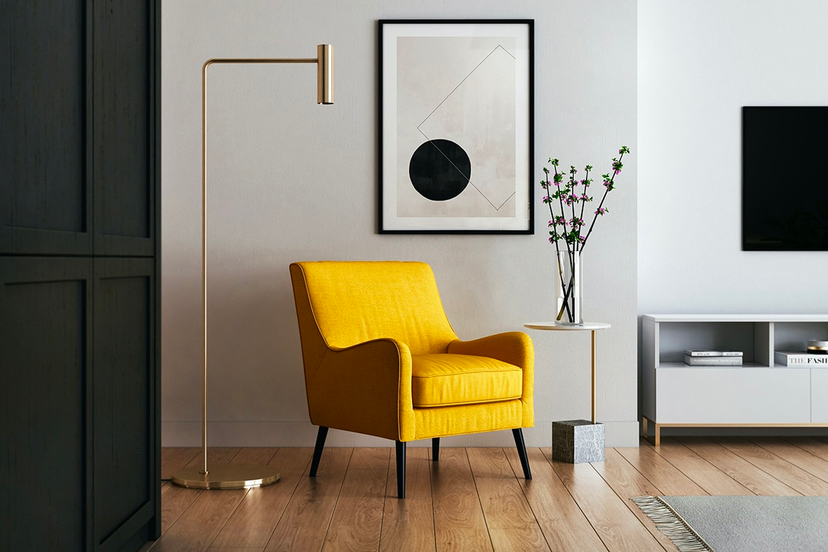 minimalist yellow sofa