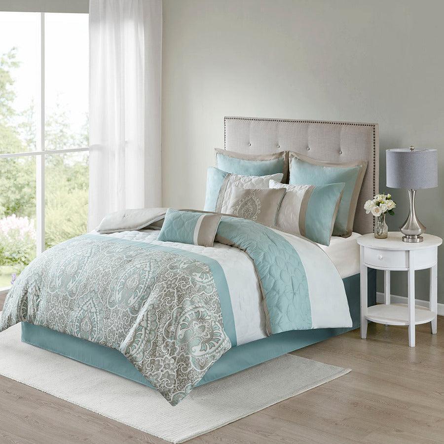 Shawnee 8 Piece 36 " W Comforter Set Seafoam King