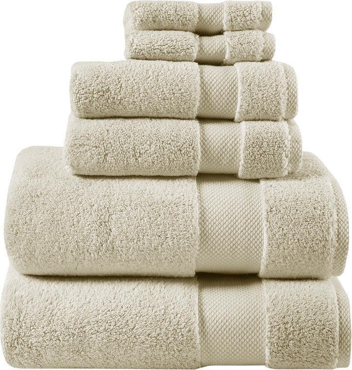 Shop Parker Textured Solid Stripe 600GSM Cotton Bath Towel 6PC Set Ivory, Bath  Towels