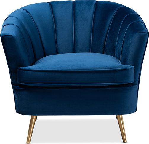 Baxton Studio Tomasso Glam Royal Blue Velvet Fabric Upholstered