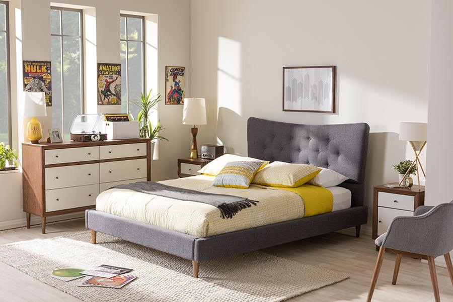 Shop Hannah King Size Platform Bed Dark Gray Beds CasaOne