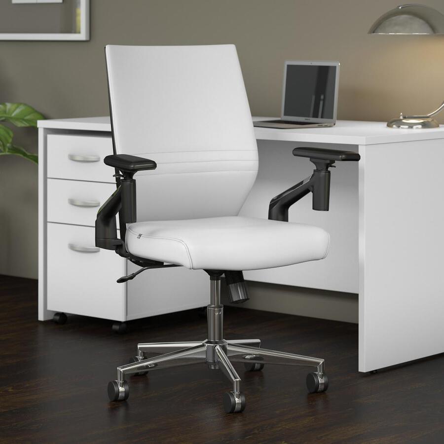 Bush Business Furniture Task Chairs - Mid Back Leather Office Chair White Leather-JTCH2701WHL-Z