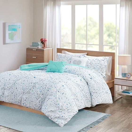 Aqua blue queen comforter clearance set