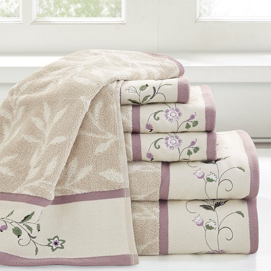 Lita 6 Piece Cotton Jacquard Towel Set Orange