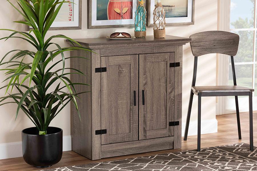 Shop Zentra Oak Brown Finished Wood 2-Door Storage Cabinet with Glass Doors, Buffets & Cabinets