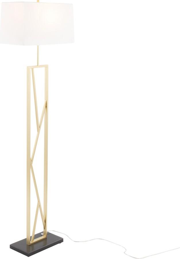 42039 - Lansing Lamp - Vintage Brass, White Marble, Bronze