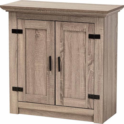 Shop Zentra Oak Brown Finished Wood 2-Door Storage Cabinet with Glass Doors, Buffets & Cabinets