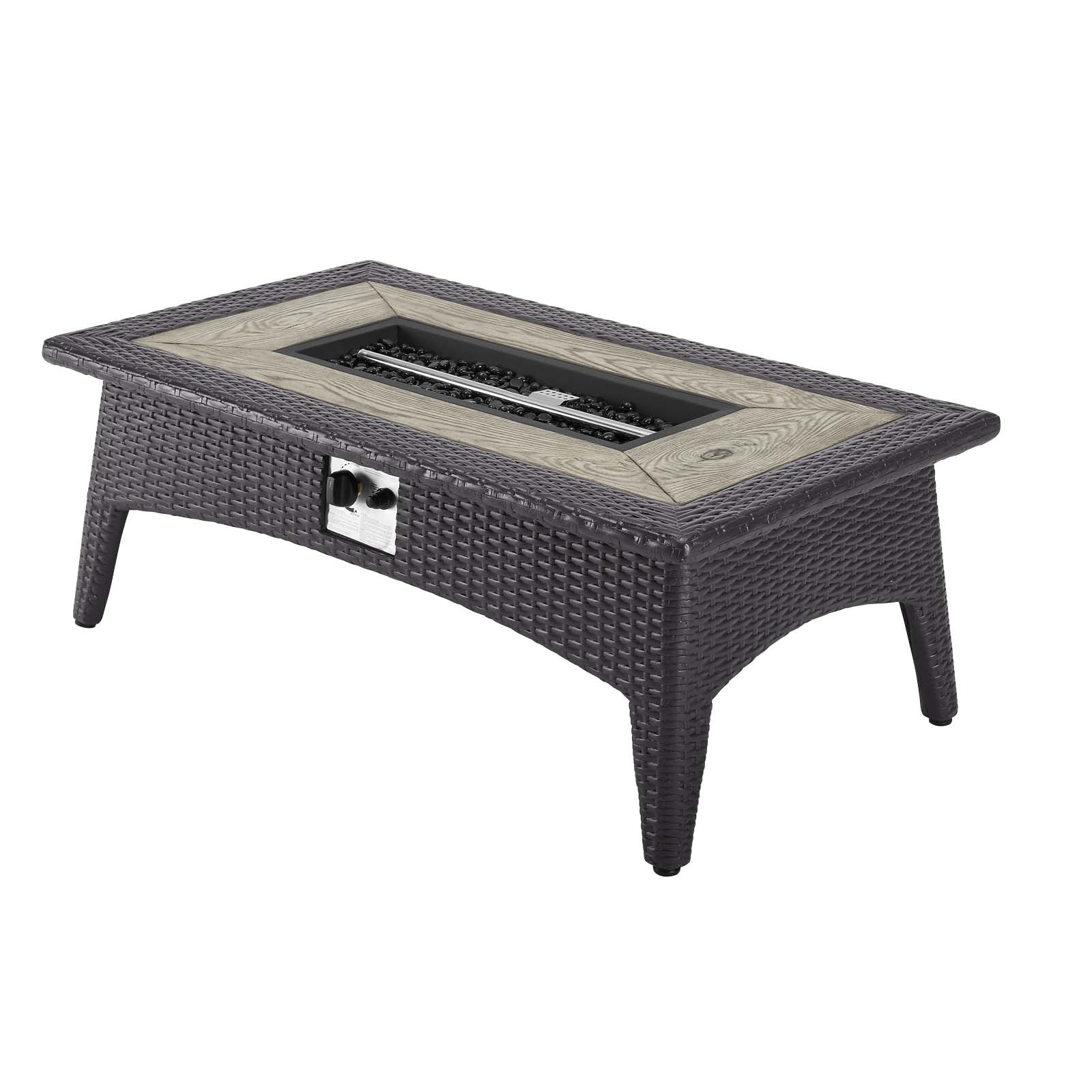 Manteo Rectangular Fire Pit Coffee Table Light Gray