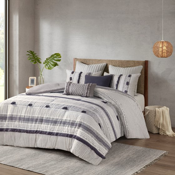 Shop Hallie 6 Piece Traditional Cotton Comforter Set Gray